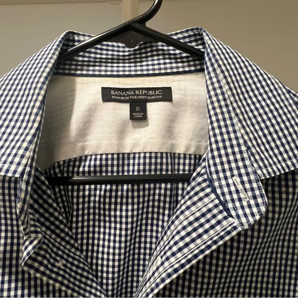 Banana Republic Navy blue and White Mens Checkered Shirt - Picture 3 of 3